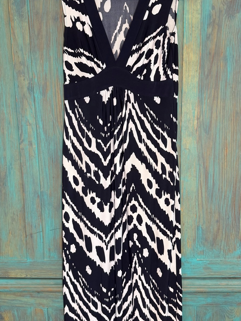 Enfocus Studio Navy & White Sleeveless V-Neck Maxi Dress 8